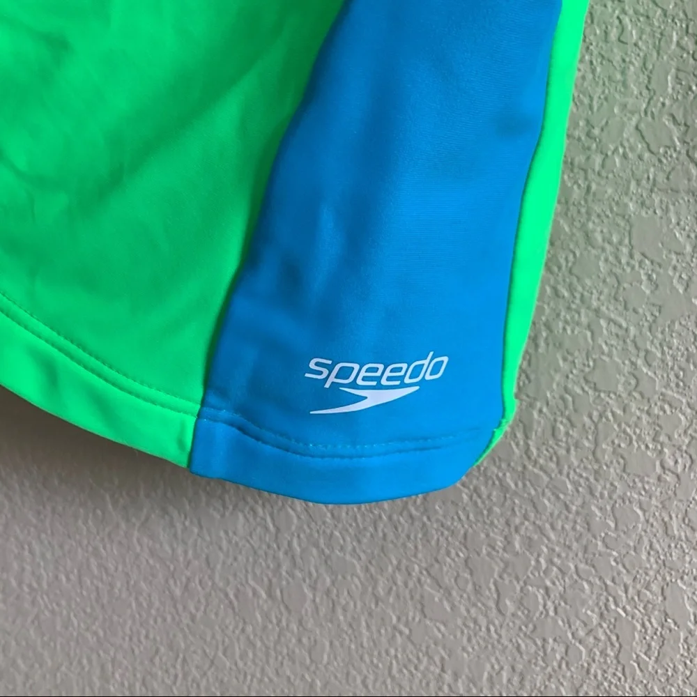 NWT Speedo Neon Green, Blue, Yellow Tankini Bikini Top Size 14